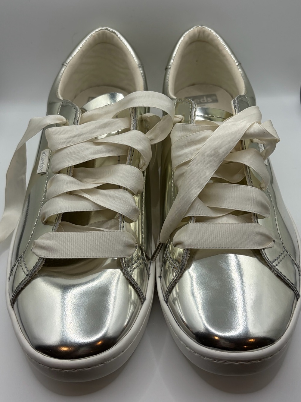 Kate Spade for Keds Shiny Silver Sneakers - Size 9.5